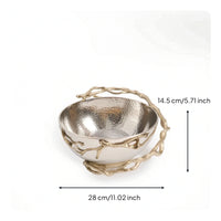Aluminum Bowl Handcrafted Hammered Metal Bowl Sculptural for Entry Console