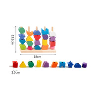 Solid Wood Construction Shape Color Sorting Toy Develops Fine Movement Skills Geometric Shape Stacking Toy Enhances Hand-Eye Coordination