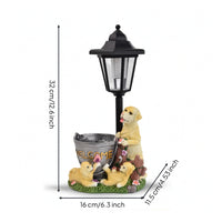 Post Lantern with Planter Outdoor Lamp Warm for Courtyard