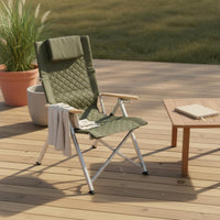 Adjustable Reclining Camp Chair Lightweight High Back Folding Chair Breathable Material Portable Outdoor Recliner for Camping, Beach, Fishing
