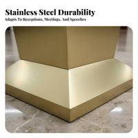 Long-Lasting Stainless Steel Speech Stand Anti-Rust Stainless Steel Lectern Stand Stable Structure Reception Welcome Desk Heavy Duty for Event Hosts, Receptionists, Hotel Lobbies, Conference Halls, Sales Centers, Auditoriums