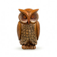 Faux Wood Owl Figurine Rustic Owl Statue Vintage-Inspired Decorative Item Compact for Collectors