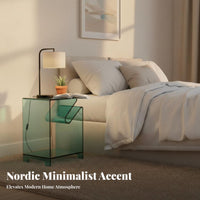 Nordic & design Sofa Accent Table Light Luxury Wavy Side Table Transparent Nightstand Artistic Design for Apartment Dwellers, Interior Designers, Living Room, Bedroom, Home Office, Entryway