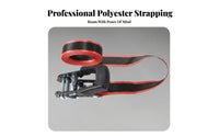 Ratchet Fasten-down Strap High Tensile Strength Ratchet Lashing Strap Vehicle Cargo Binder for Motorcyclists, Campers, Roof Rack, Moving, Trailer