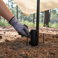 Outdoor Camping Awning Pole Holder Tent Canopy Sunshade Rod Fixator Fishing Umbrella Ground Nail Stand