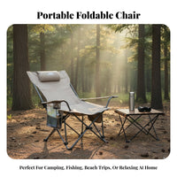 Foldable Design High-Back Folding Recliner Adjustable Backrest Camping Chair Long-Lasting Construction Portable Seating Includes Carrying Bag for Beachand Goers, Sports Spectators, Fishing, Picnics, Backyard, Sporting Events