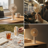 6-inch USB Rechargeable Handheld Mini Fan with Stand, Quiet Portable Desk Fan for Office, Home, and Outdoor Use