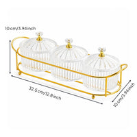 Divided Snack Tray Organizer Gold-Tone Serving Tray with Lids Clear Modern for Countertop