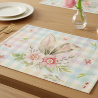 Easter Place Mat Easter Table Placemat Heat-Resistant Non-Slip Washable 30 x 45 cm Linen Dining Table Mat Spring Kitchen Table Decoration for Indoor Holiday Party