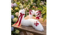 Canine Ears Headband and Tail Set Soft Furry Textured Fiber Ears and Tail Set Soft Costume Accessory for Cosplayers, Animation Fans, Cosplay