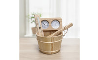 Natural Wood Sauna Accessory Bundle Allcomplete Sauna Pail and Ladle Set Traditional Complete for Homeowners, Home Spa, Bathhouse