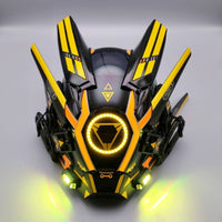 Retro-Futuristic LED Helmet Recharge-Capable Lights Sound Reactive Cosplay Helmet Adjustable Straps Retro-Futuristic Techwear Facepiece for DJs