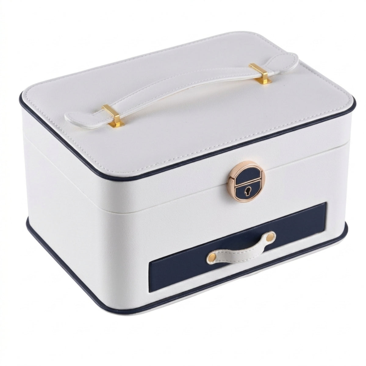 Jewelry Box Multi-Layer Jewelry Box with Mirror Large-Capacity Storage Case with Mirror for Bedside Table