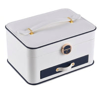 Jewelry Box Multi-Layer Jewelry Box with Mirror Large-Capacity Storage Case with Mirror for Bedside Table