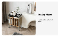 Light Luxury stylish 2-Tier Clear Rolling Stand Transparent Look Mobile Furniture transparent Design Storage trolley Space-Saving for Apartment Dwellers, Office Workers, Living Room, Bedroom, Dining Area, Bathroom