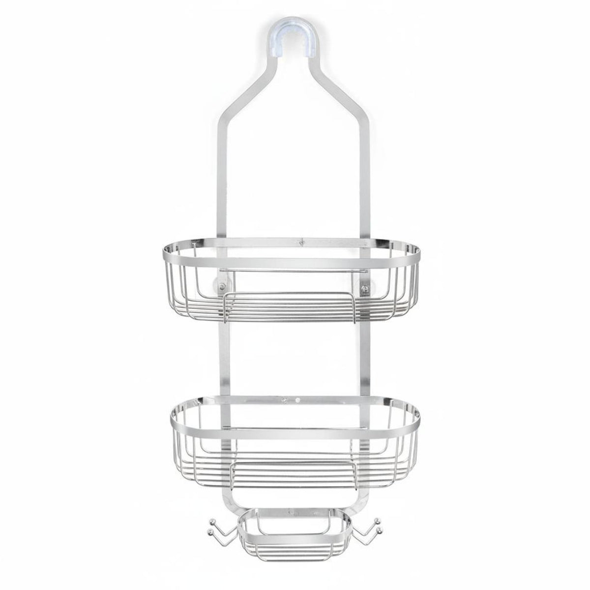 Over the Shower Fixture Organizer With Hooks over the Shower Fixture Rack Rust Resistant Metal Washroom Shelf for Renters, Students, Apartment