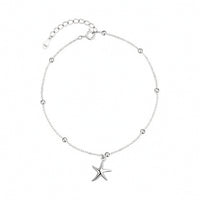 Adjustable Anklet with Sea Star Pendant Minimalist Silver Anklet Delicate Ankle Bracelet Lightweight for Vacation