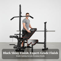 Multi-Functional Weight Bench with Squat Rack Space Saving Adjustable Squat Rack with Bench Heavy Duty All-in-Integrated Home Gym Anti-Slip Feet for Men, Bodybuilders