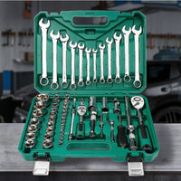 61 Pieces Automotive Tool Set with Case Chrome Finish Vehicle Tool Kit Socket Set for Home Mechanics, Mechanics, Garage, Home Workshop