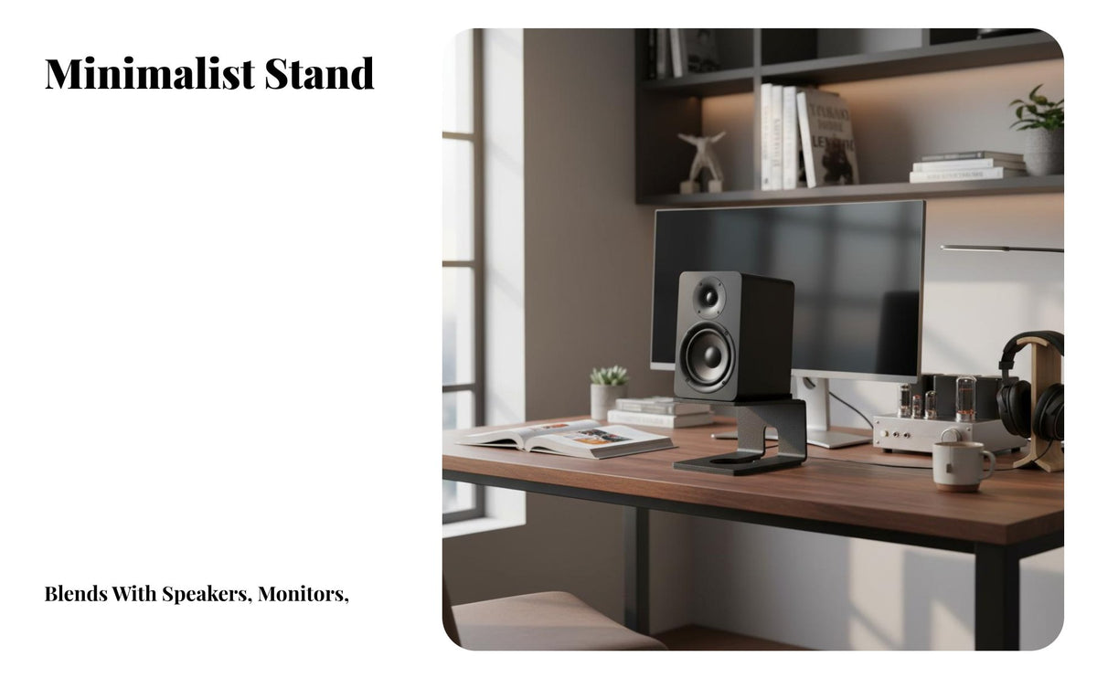 Heavy Duty Desktop Speaker Stand Stable Design Bookshelf Speaker Riser Sturdy Steel Construction High-Fidelity Audio Rack Anti-Slip for Audiophiles, Gamers, Home Theater, Gaming Setup