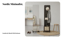 Rolling Hall Tree with Mirror Unrestricted Standing Garment Stand Mobile Design