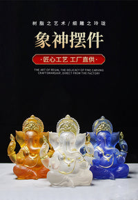 Water Glass Ganesha Resin Figurine for Home Decor