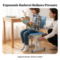 Ergonomic Back Support Height-Adjustable Study Chair Stable Design children's Furniture Anti-Slip Feet Student Seat Soft Cushion for Students, Parents