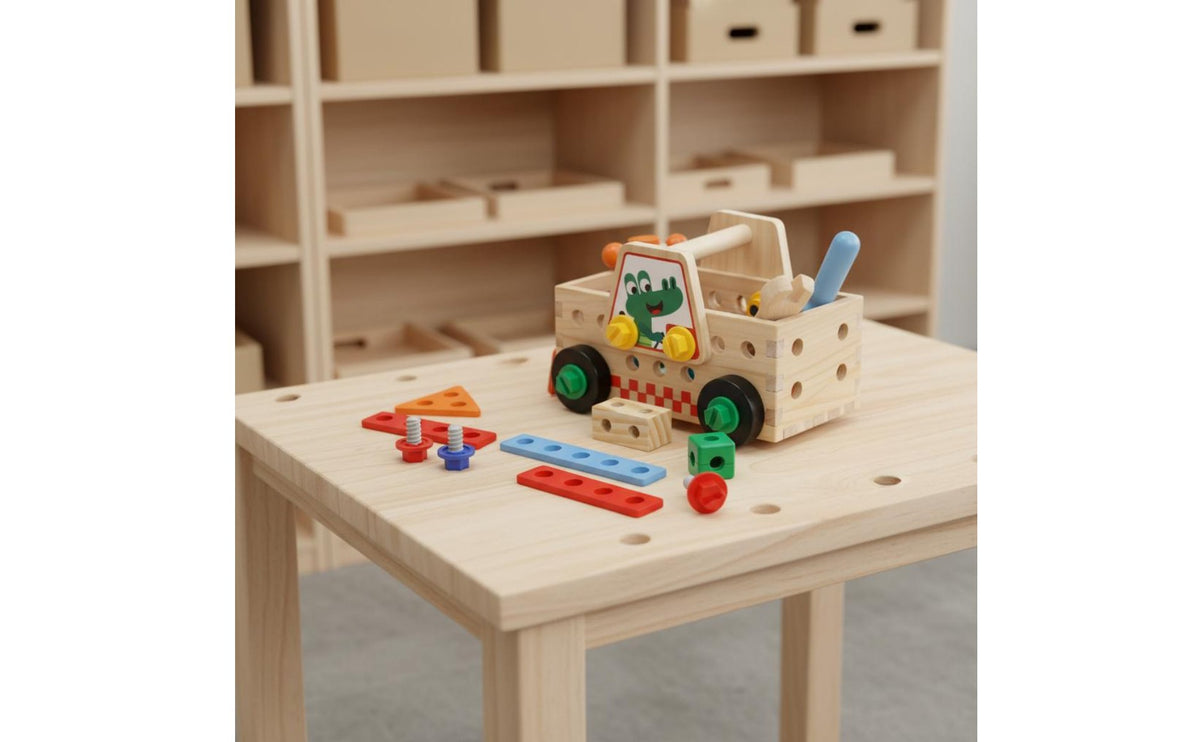 Wooden Screw Truck Wood Material Wooden Construction Truck Easy to Build for Kids