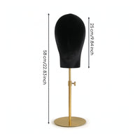 Mannequin Head Stand Stable Hat Display with Velvet Head Hairpiece Stand with Metal Base Elegant Long-Lasting for Retailers
