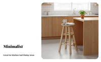 Sturdy Construction Simple Wooden Stool Heavy Duty Wooden Bar Stool Easy Assembly Household Furniture Built-in Footrests for Adults, Homeowners, Cafe, Dining Room, Pub