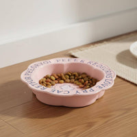 Anti-Tip Raised Cat Bowl Long-Lasting Ceramic Pet Bowl with Stand Easy to Clean Flower Shaped Pet Dish Dishwasher Safe for Cats