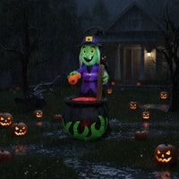 Inflate Inflatable Witch and Boiling Pot Outdoor Inflatable Witch Spooky Yard Decor Lighted for Lawn