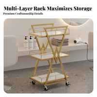 Mobile Beauty Cart Multifunctional Beauty Salon Storage Cart 360-Degree Rotating Casters Esthetician Trolley with Wheels for Barbershop