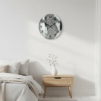 Luxury Design Decorative Art Clock Non-Ticking Silver Glitter Wall Clock Quartz Movement Easy to Hang for Living Room, Bedroom, Office