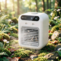 Rechargeable USB Cooling Fan Compact Mist Fan Humidifying Mini Air Cooler 2-Speed for Desk, Dorm Room