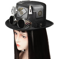 Black Gothic Steampunk Hat Textured Finish Steampunk Top Hat Wide Brim Costume Headwear Tall Crown