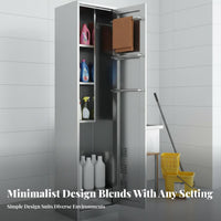 Stainless Steel Cleaning Cabinet Rust-Resistant Cleaning Supply Cabinet Easy to Clean Broom Closet Organizer for Janitors, Homeowners, Hospital