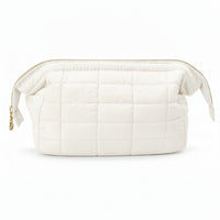 Quilted Cosmetic Bag Small Padded Makeup Bag Makeup Pouch with Zipper Portable Toiletry Pouch Soft for Women, Bathroom, Gym