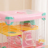 Hamster Cage 2-Level Villa with Handle and Tunnels, Multi-Level Dwelling Suitable for Hamsters, Secure Space for Small Gerbils