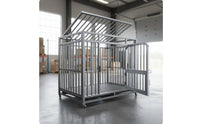 Metal Dog Crate Raised Base Portable Dog Crate Slatted Pet Floor Enclosure