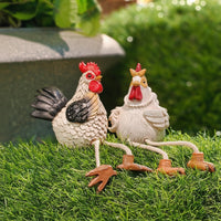 2 Pieces Whimsical Chicken Figurine Indoor Chicken Figurines Outdoor Shelf Sitter with Dangling Legs Charming for Gardeners, Farmhouse Decor, Desk