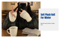 Half Finger Flip Cover Gloves, Plush Knit, Warm, Windproof, Autumn Winter, Trendy, Outdoor Cycling
