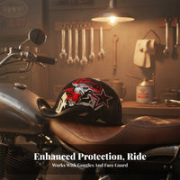 Motorcycle Half Helmet Breathable Liner Vintage Half Helmet Comfortable for Motorcyclist S, Adults, Street Riding, Daily Commute, Cruising