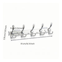 Wall-Mounted Coat Rack with 5 Hooks Metal Wall-Mounted Coat Rack with Retractable Hooks Space-Saving Slim-Profile for Entryway