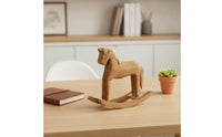Wooden Rocking Horse Figurine Solid Wood Wooden Rocking Horse Table Decoration Rustic for Collectors, Entryway