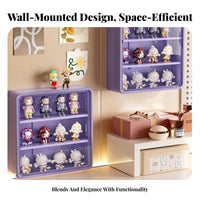Dustproof Wall-Mounted Blind Box Case Closure Clear Tiered Figure Box High Clarity Display Cabinet No-Drill Installation for Collectors, Toy Enthusiasts, Anime Fans, Bedroom, Living Room, Study, Desk