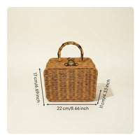 Retro Design Rattan Gift Box Handheld Wicker Suitcase Box Lightweight Handwoven Rattan Basket Easy to Carry for Wedding