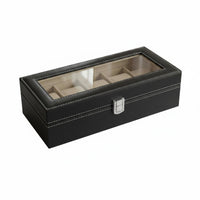 Transparent Window Watch Display Box Luxury Look Leather Watch Box Velvet Lined Storage Furniture Soft Cushion Slots for Gift Packaging