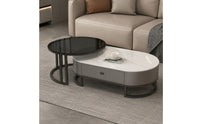 Sleek Nesting Coffee Table Set Wood-Grain Nested Coffee Table Set Storage Furniture Modern for Living Room, Small Apartments