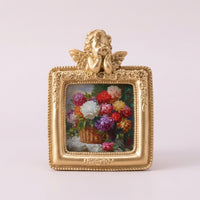 Valentines Picture Frame for Couples, Embossed Resin Photo Desktop Stand, Ornate Decorative Tabletop 7.7 x 7.7 cm Inner Opening